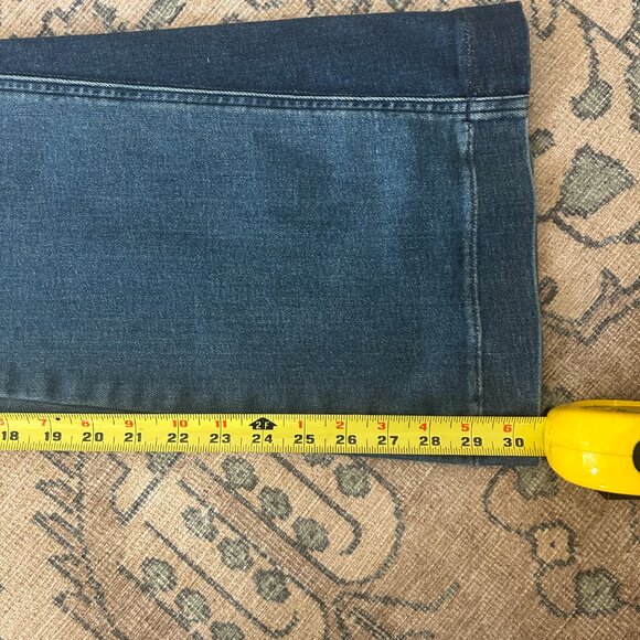 Spanx size M Two Toned Flare Jeans Mixed Indigo Wash Regular Length EUC worn 1X - Picture 7 of 12